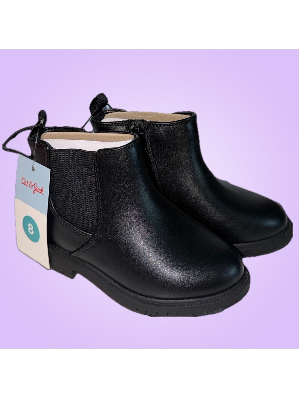 Cat & Jack Girls Size 8 Black Chelsea Ankle Boots NWT